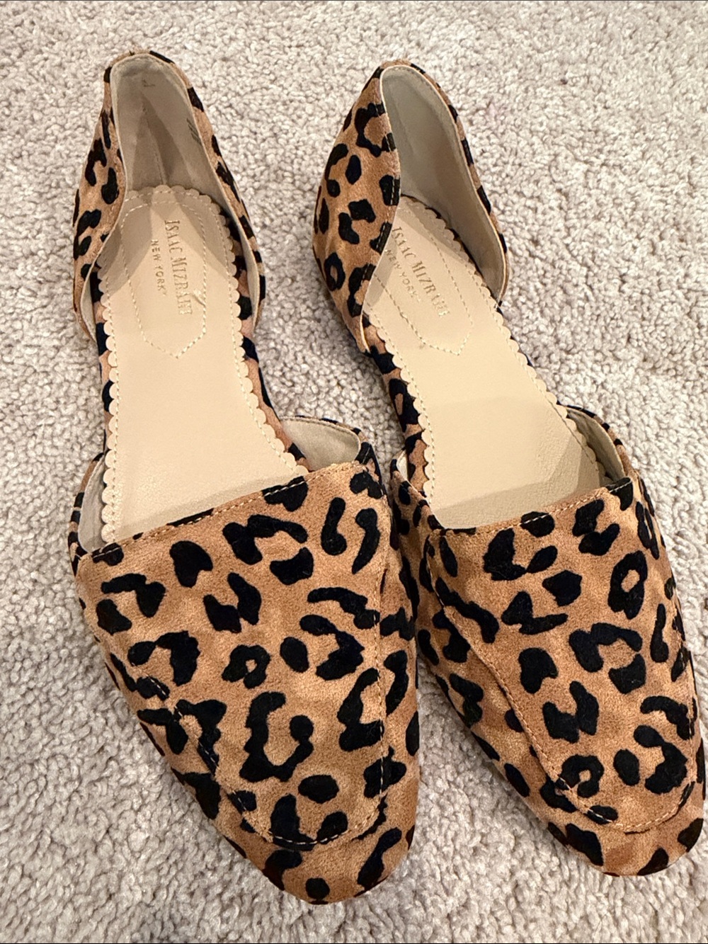 Isaac Mizrahi Leopard Print D'Orsay Flats - Tan/Black 8